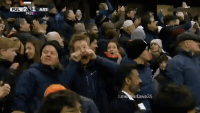 A Crowd Of People Are Standing In A Stadium Watching A Game . GIF
