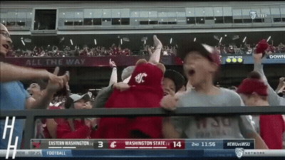 A Crowd Of People Are Watching A Football Game Between Washington State And Eastern Washington State GIF