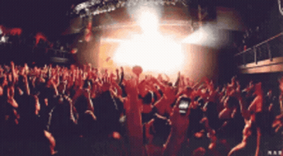 A Crowd Of People At A Concert With The Word Nas On The Bottom Left GIF