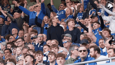 A Crowd Of People In A Stadium With One Wearing A Shirt That Says ' Toys ' On It GIF