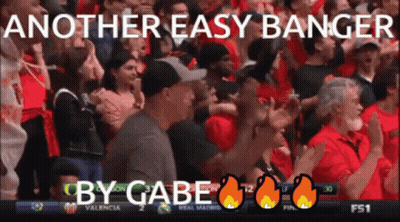 A Crowd Of People Watching A Basketball Game With The Words Another Easy Banger By Gabe GIF