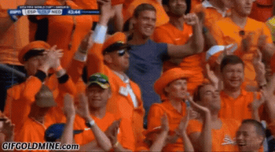 A Crowd Of People Watching A Soccer Game With A Gif Goldmine.com Watermark On The Bottom GIF