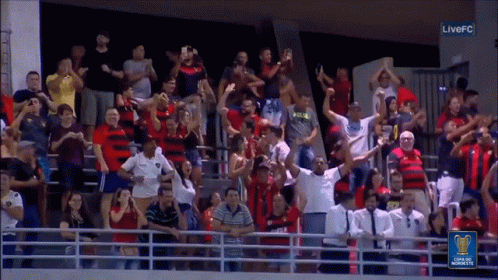 A Crowd Of People Watching A Soccer Game With A Live Fc Logo GIF