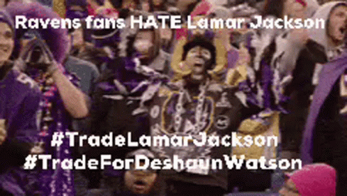A Crowd Of Ravens Fans Are Sitting In A Stadium Watching A Football Game . GIF