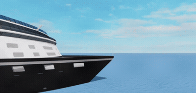 A Cruise Ship Is Floating In The Ocean With The Number Infinity On The Side GIF