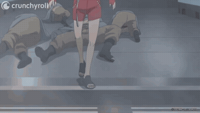 A Crunchyroll Ad With A Girl In A Red Hoodie Giving A Thumbs Up GIF