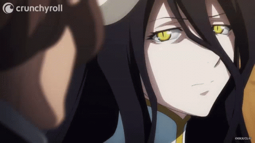 A Crunchyroll Advertisement Shows A Woman With Long Black Hair GIF
