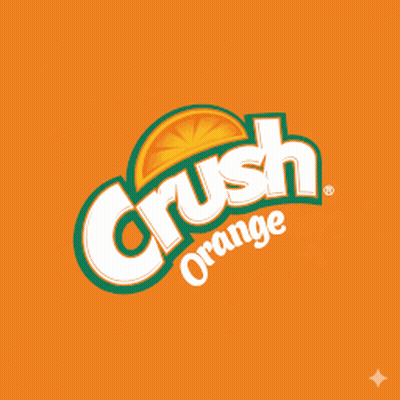 A Crush Orange Logo With A Slice Of Orange In The Middle GIF