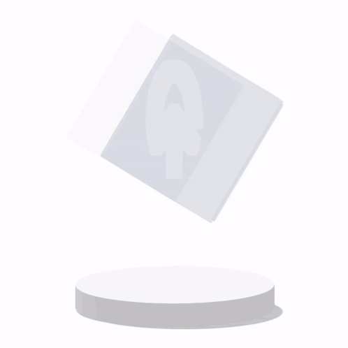 A Cube With The Letter G On It Is Floating Above A White Podium GIF