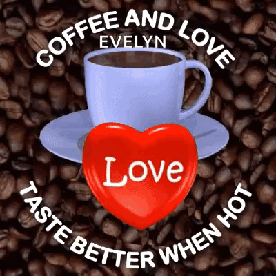 A Cup Of Coffee And A Heart On A Saucer On A Coffee Bean Background . GIF