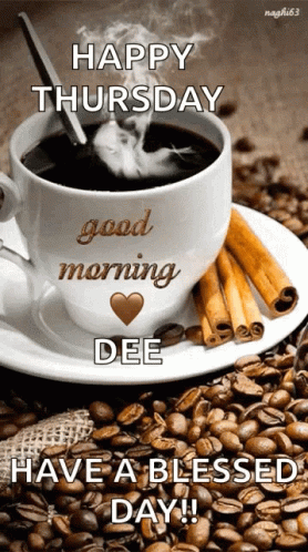A Cup Of Coffee Is On A Saucer With Coffee Beans And Cinnamon Sticks GIF