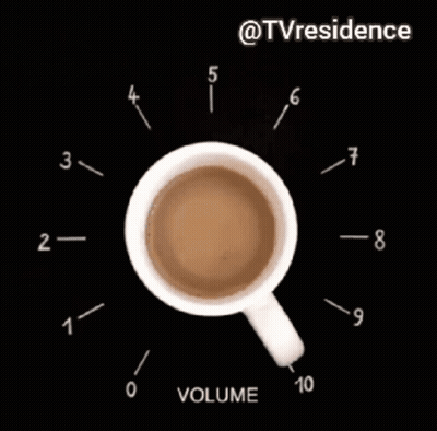 A Cup Of Coffee Is Surrounded By Numbers And The Word Volume GIF