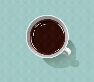 A Cup Of Coffee On A Blue Surface With A Shadow GIF