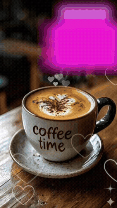 A Cup Of Coffee Says Coffee Time On It GIF