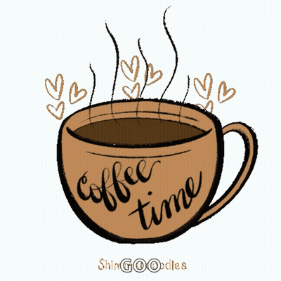 A Cup Of Coffee That Says Coffee Time On It GIF
