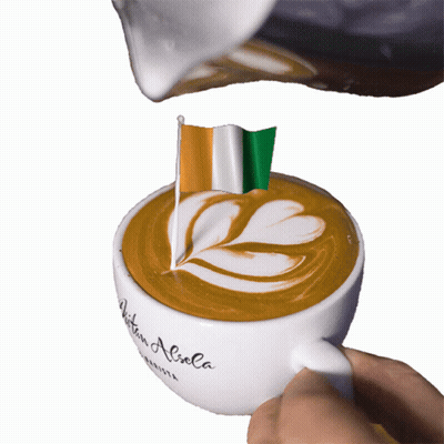 A Cup Of Coffee That Says Written Aliola On The Side GIF