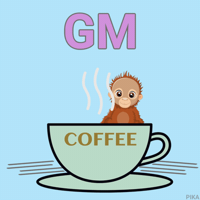 A Cup Of Coffee With A Monkey In It GIF