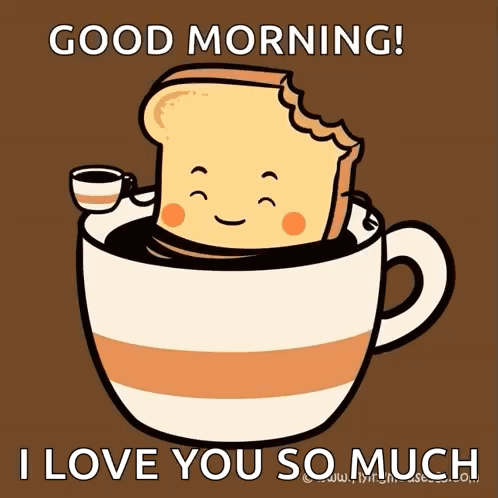 A Cup Of Coffee With A Slice Of Toast In It GIF