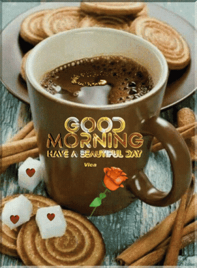 A Cup Of Coffee With The Words Good Morning Have A Beautiful Day GIF