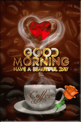 A Cup Of Coffee With The Words Good Morning Have A Beautiful Day On It GIF
