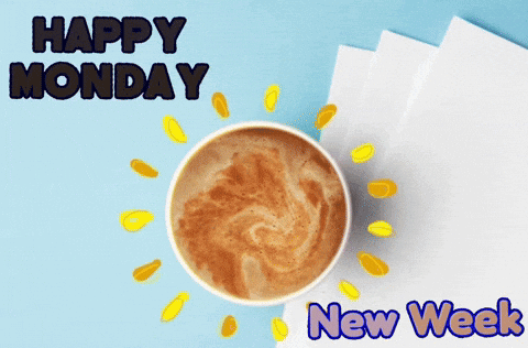 A Cup Of Coffee With The Words Happy Monday New Week GIF
