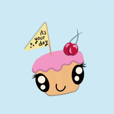 A Cupcake With A Flag That Says It 'S Your Day And A Cherry On Top GIF