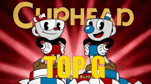 A Cuphead Top G Button With Two Cupheads On Top GIF