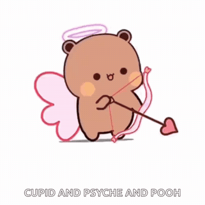 A Cupid And Psyche And Pooh Sticker With A Teddy Bear Holding A Bow And Arrow . GIF