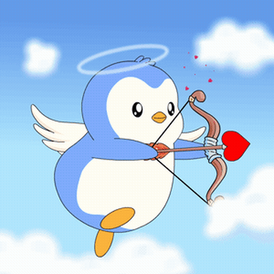 A Cupid With A Bow And Arrow Is Flying Through The Air GIF