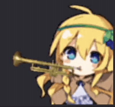 A Cute Anime Girl Is Playing A Trumpet . GIF