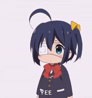 A Cute Anime Girl With A Bandage On Her Eye Is Standing With Her Hands On Her Hips And Says Yee . GIF