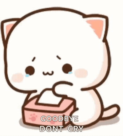 A Cute Cartoon Cat Is Crying While Holding A Box Of Tissues . GIF