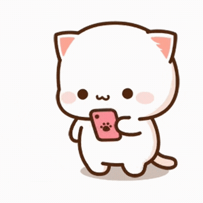 A Cute Cartoon Cat Is Holding A Pink Nintendo Switch Controller . GIF