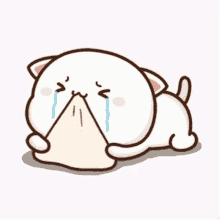 Cartoon Cat Laying Crying With Pillow GIF