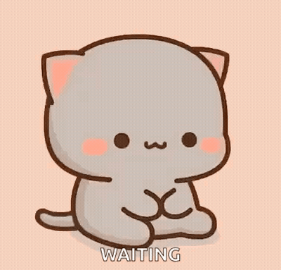 A Cute Cartoon Cat Is Sitting Down And Waiting For Something . GIF