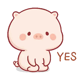 A Cute Cartoon Pig Is Sitting Down And Saying Yes Sticker