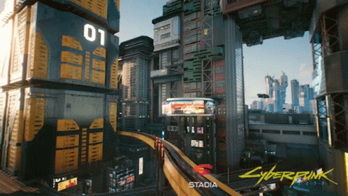 A Cyberpunk Video Game Called Stadia Is Being Played GIF