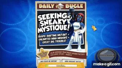 A Daily Bugle Advertisement With Mystique On The Cover GIF