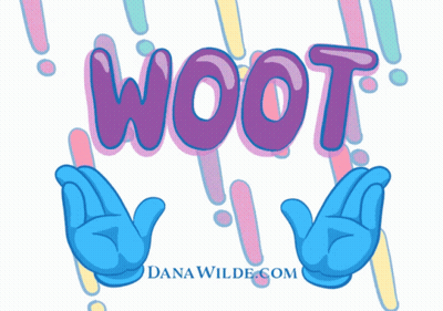 A Danawilde.com Logo With The Word Woot In Purple Letters GIF