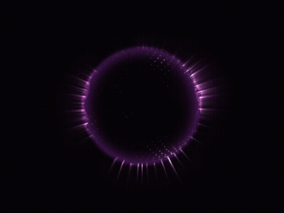 A Dark Background With A Purple Circle Of Light Coming Out Of It GIF