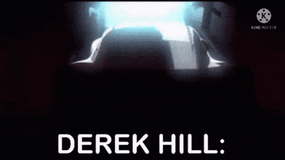 A Dark Background With The Words Derek Hill In White Letters GIF