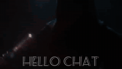 A Dark Background With The Words Hello Chat GIF
