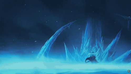 A Dark Blue Background With A Few Ice Formations In The Foreground GIF