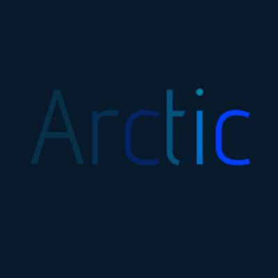 A Dark Blue Background With The Word Arctic In Blue Letters GIF