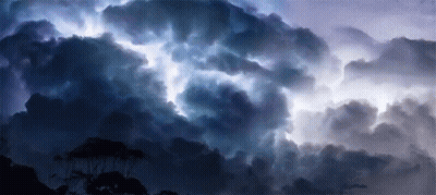 A Dark Cloudy Sky With A Lightning Bolt Coming Out Of It GIF