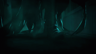A Dark Room With A Few Glowing Objects In It GIF