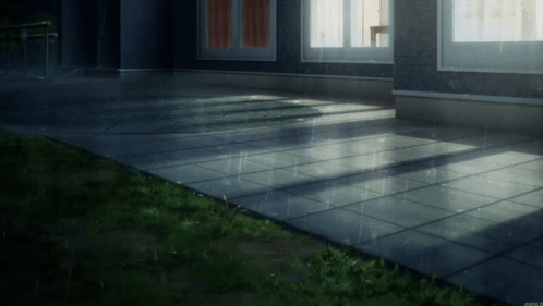 A Dark Room With A Few Windows And A Tile Floor GIF