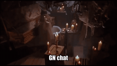 A Dark Room With Candles And The Words Gn Chat GIF