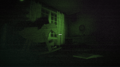 A Dark Room With The Word Paranormal On The Bottom GIF