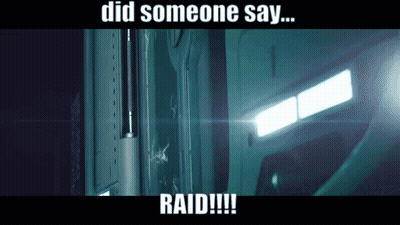 A Dark Room With The Words Did Someone Say Raid GIF